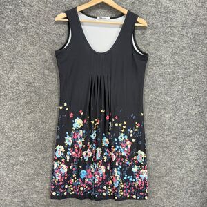 Akery Dress Women S Small Black Floral Shift Short Sleeveless V-Neck Casual